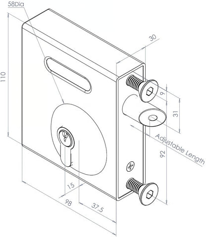 Bolt on Gate Deadlocking Latch - Suits 40-60mm Box Sections