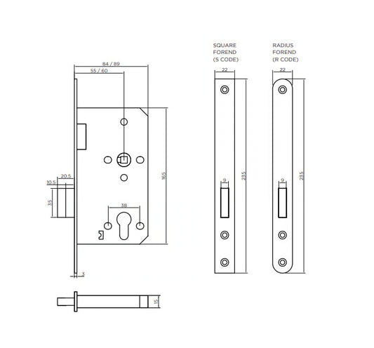 DIN Euro Mortice Deadlock Case