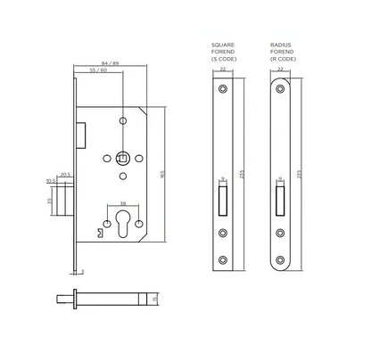 DIN Euro Mortice Deadlock Case
