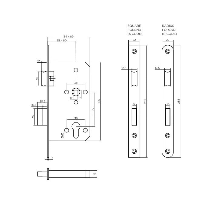 DIN Euro Mortice Sashlock Case