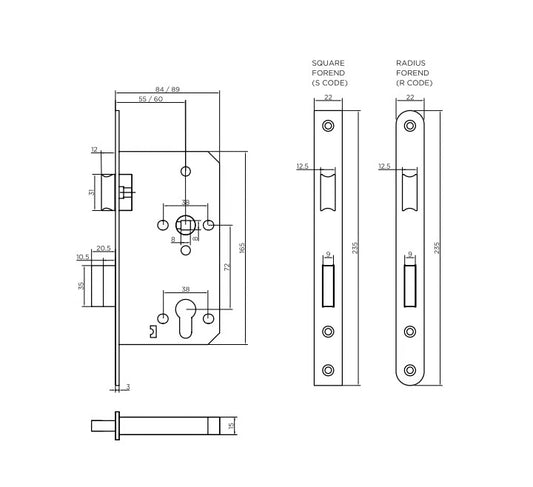 DIN Euro Mortice Sashlock Case