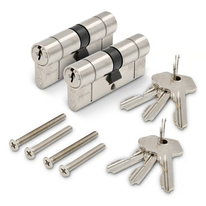 Euro Double Cylinders British Standard Kitemarked TS007 1* - Keyed Alike Pairs Finish Chrome