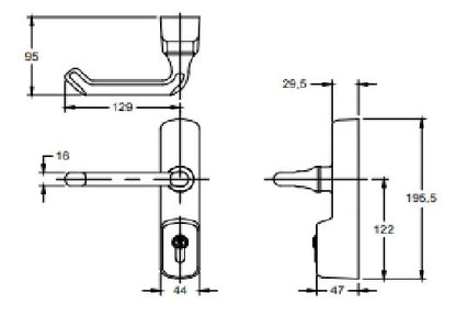 500 Series Outside Access Device - Lever Handle with Euro Cylinder - For UPVC Doors