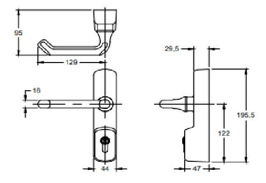 500 Series Outside Access Device - Lever Handle with Euro Cylinder - For UPVC Doors