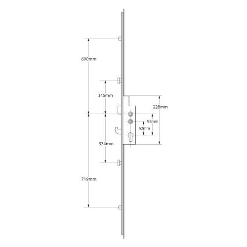 XL Latch Hook 2 Rollers 2 Mushrooms Lift Lever or Double Spindle Multipoint Door Lock