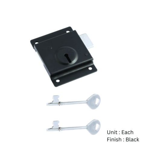 Alternative view of Press Lock C/W 2 Long Keys  76mm Epoxy Black Each