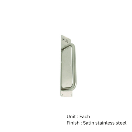 Alternative view of Stainless Steel Pull Handle On Plate - Brass Insert - Pull 225/300 X 19mm Satin Stainless Each