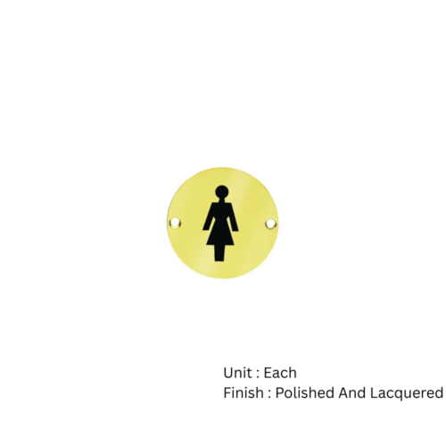 Alternative view of Brass Circular Sign - Female 76mm Polished And  Lacquered Each