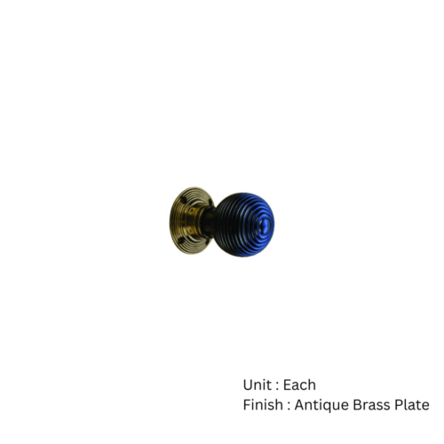 Alternative view of Ebony Beehive Wooden Mortice Knob 55mm Antique Brass Plate Set