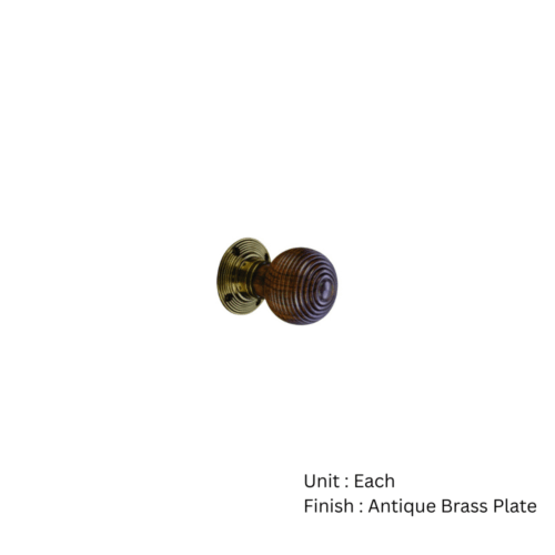 Alternative view of Rosewood Beehive Wooden Mortice Knob  55mm Antique Brass Plate Set
