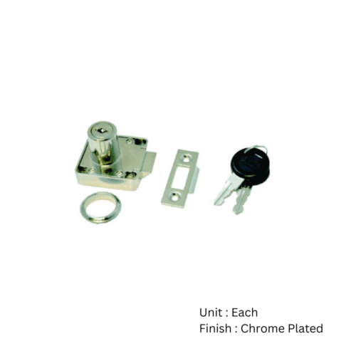 Alternative view of Cylinder Drawer Lock -Slam Type 19 Dia. 38 Mm Chrome Plated Each