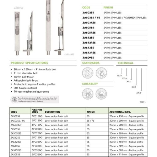 zas02 13 flushbolts datasheet