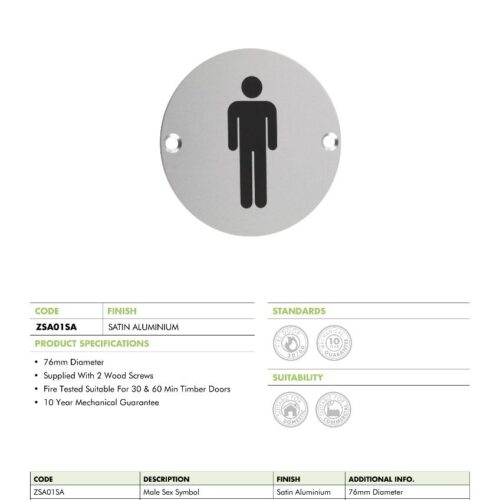 Male and Female Sex Symbol Door Sign Durable Unisex Restroom Indicator 7 zsa01 datasheet 1