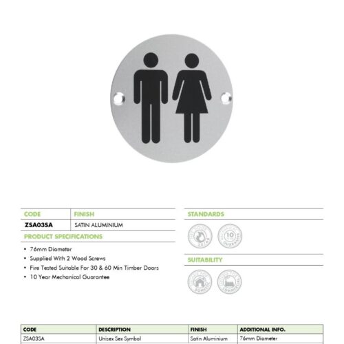 Unisex Sex Symbol Door Sign Durable Restroom Indicator Modern Design 7 zsa03 datasheet page 0001