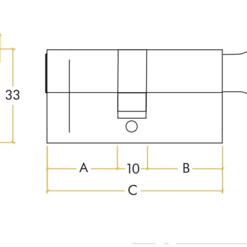 Euro Profile V5 Cylinder & Turn 90mm – Keyed to Differ – Fixings Included 5 V5EP70CTSCE
