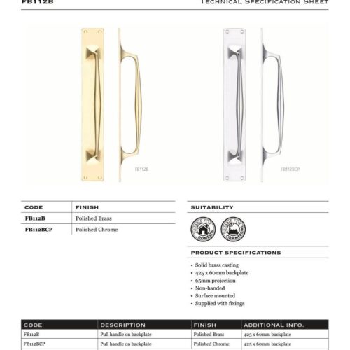 Alternative view of Pull Handle on Backplate Stainless Steel Door Handle Durable Hardware