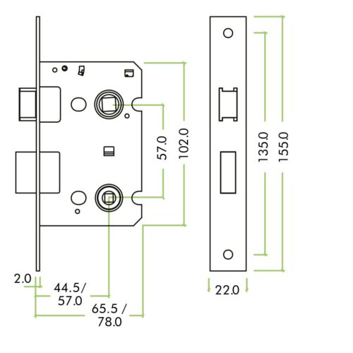 Bathroom Lock 3 Inch 57mm Centres Stainless Steel Privacy Door Lock 6 tech zbc64 76