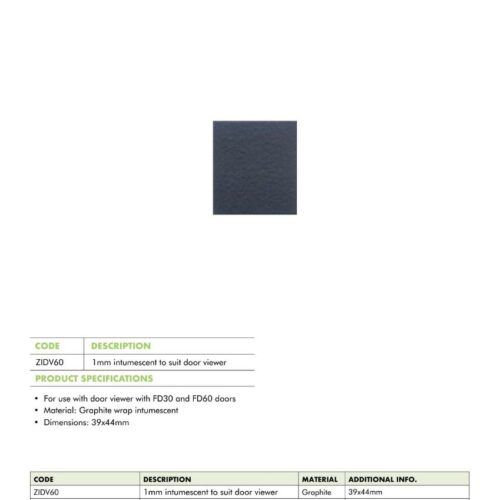 Alternative view of ZIDV60G 1 mm Door Viewer Intumescent  – Graphite, 39 × 44 mm, for ZAB30 Door Viewers