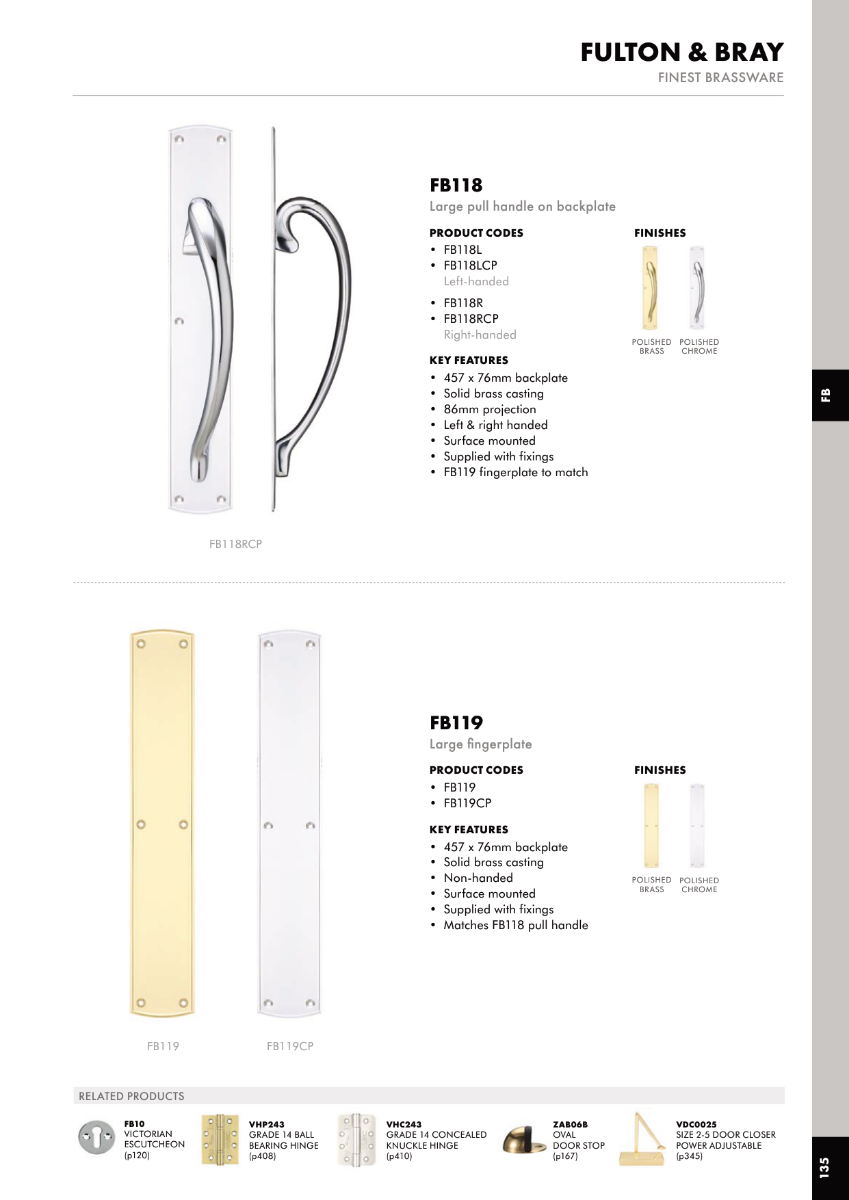 Cast Brass Pull Handle with Backplate 457mm Right Hand Decorative Door Handle 2 Cast Brass Pull Handle with Backplate 457mm Right Hand Decorative Door Handle - Image 2