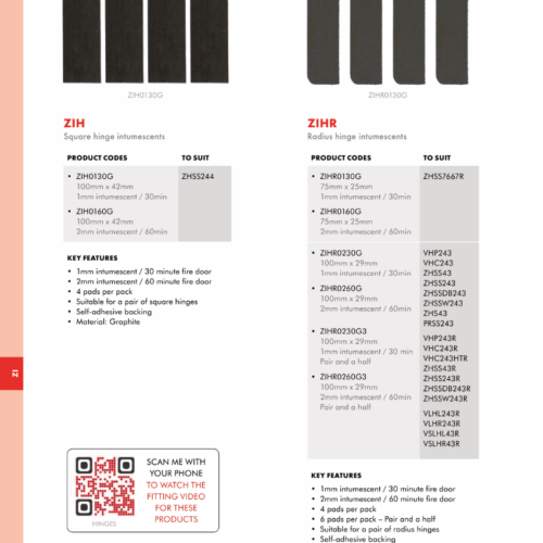 Alternative view of 2mm 75mm x 25mm Intumescent to suit Zoo 76x50mm Hinges - 4 Pads per Pack - Graphite