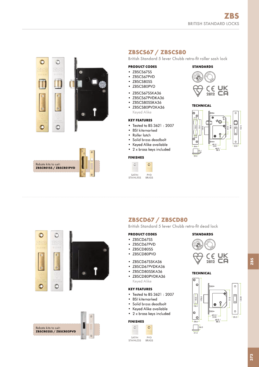 British Standard 5 Lever Roller Sashlock 67mm Chubb Retro Fit 3K74 Mortice Door Lock 2 British Standard 5 Lever Roller Sashlock 67mm Chubb Retro Fit 3K74 Mortice Door Lock - Image 2